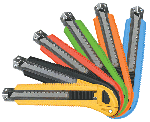 TOPEX NÓŻ Z ŁAMANYM OSTRZEM 18MM VARICOLOR,3 OSTRZA TOP TOOLS 17B108